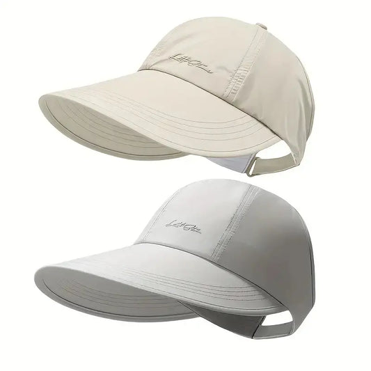 2-Pack UPF Sun Protection Baseball Hat for Men and Women - Lightweight, Adjustable Velcro Closure, Wide Brim Outdoor Sports Hat, All-Season Elastic Design (White/Gray/Black)